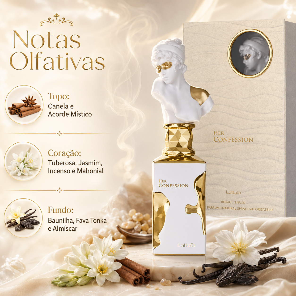 Lattafa Her Confession Feminino Eau de Parfum 100ml - Imagem 3